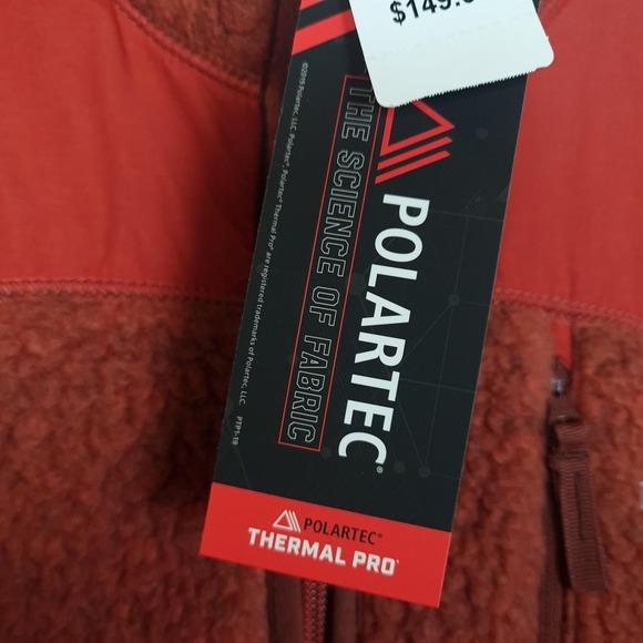 LL Bean Polartec Thermal Fleece Jacket Womens L Petite Rust Orange Zip Gorpcore - Picture 3 of 16